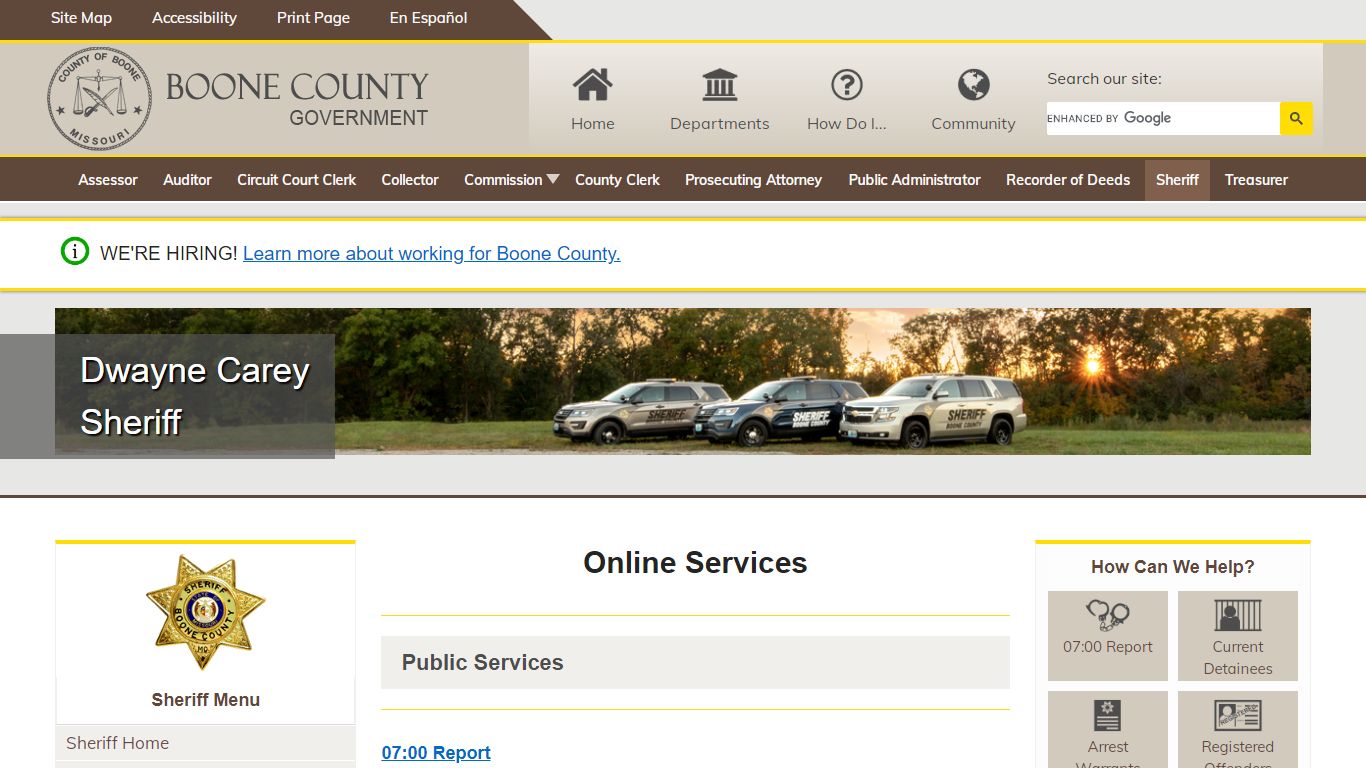 Online Services - Boone County Sheriff's Office